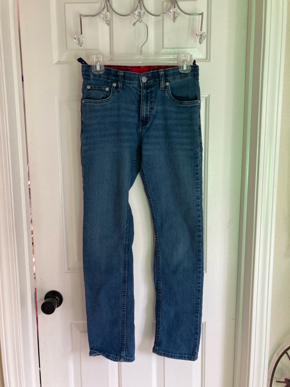 Levi's Medium Blue Kids Straight Jeans with Red Waistband